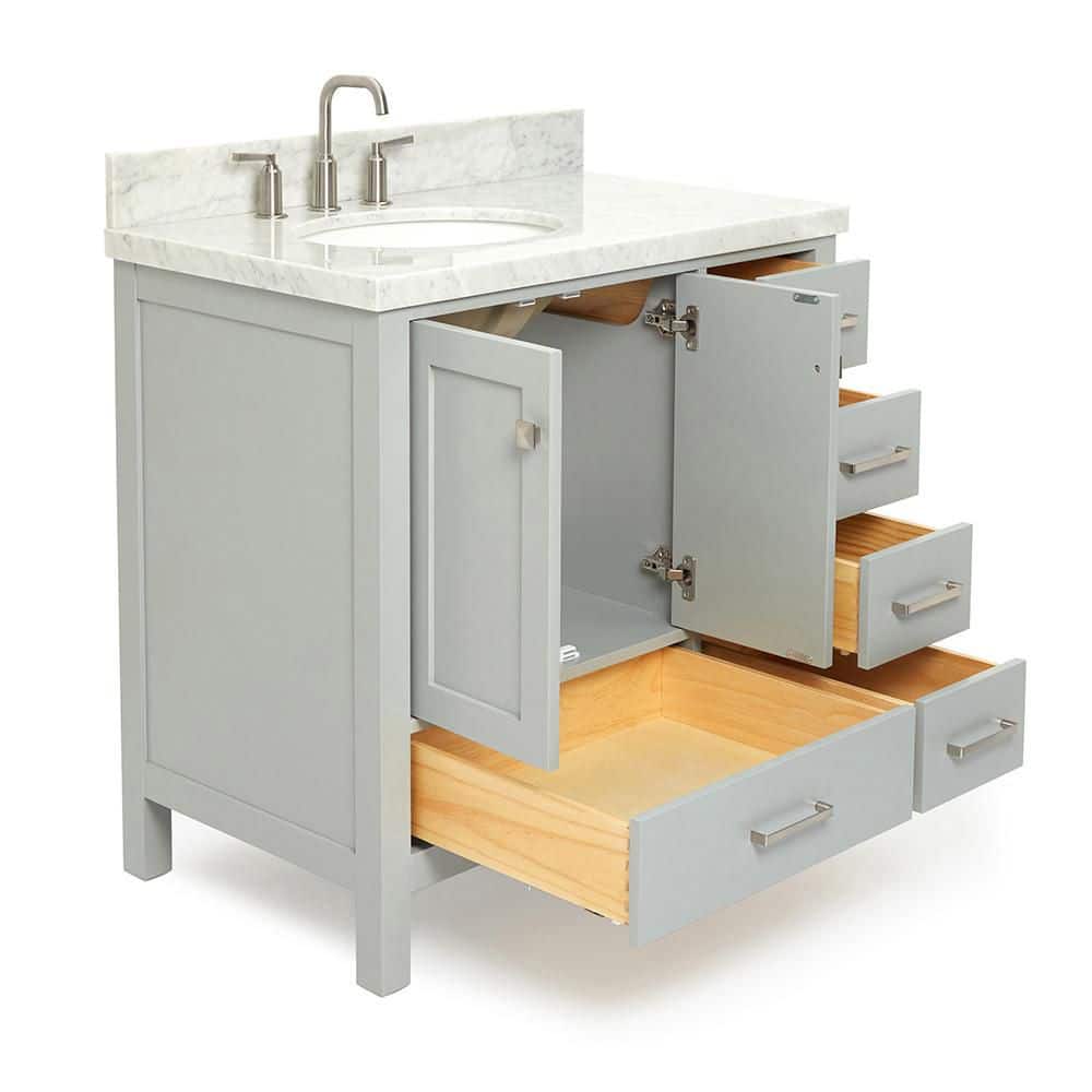 Cambridge 37" Gray Marble Top Single Sink Vanity
