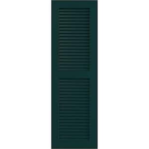 12" x 33" True Fit PVC Two Equal Louver Shutters, Thermal Green (Per Pair)