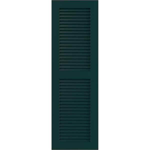 Ekena Millwork 12" x 36" True Fit PVC Two Equal Louver Shutters, Thermal Green (Per Pair)