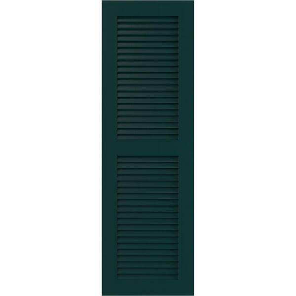 Ekena Millwork 18" x 31" True Fit PVC Two Equal Louver Shutters, Thermal Green (Per Pair)