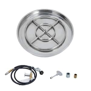 25 in. Outdoor Round Stainless Steel Drop in Fire Pit Pan for Natural Gas and Liquid Propane