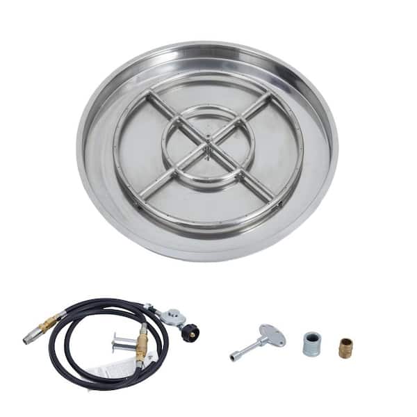 31 in. Outdoor Round Stainless Steel Drop in Fire Pit Pan for Natural Gas and Liquid Propane