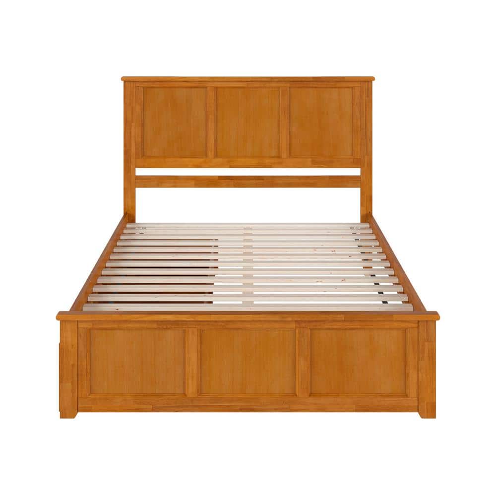 Light Toffee Queen Wood Platform Bed with Storage Drawers