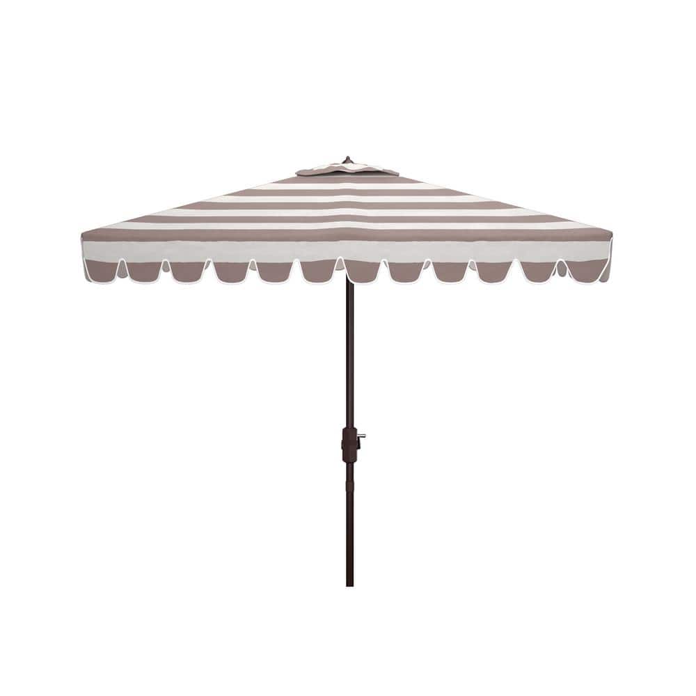 Vienna 7.5 Ft Square Beige and Gray Crank Umbrella with Aluminum Frame