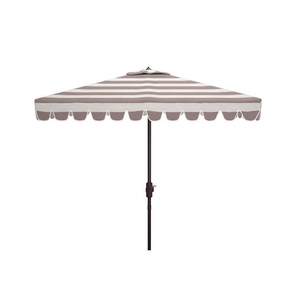 SAFAVIEH Vienna 7.5 ft. Aluminum Market Tilt Patio Umbrella in Gray/White