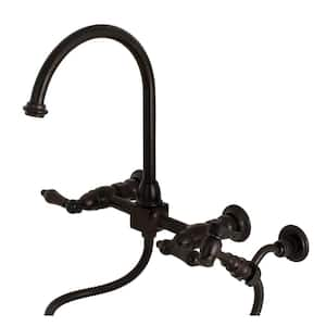 Restoration 2-Handle Wall-Mount Standard Kitchen Faucet with Side Sprayer in Oil Rubbed Bronze