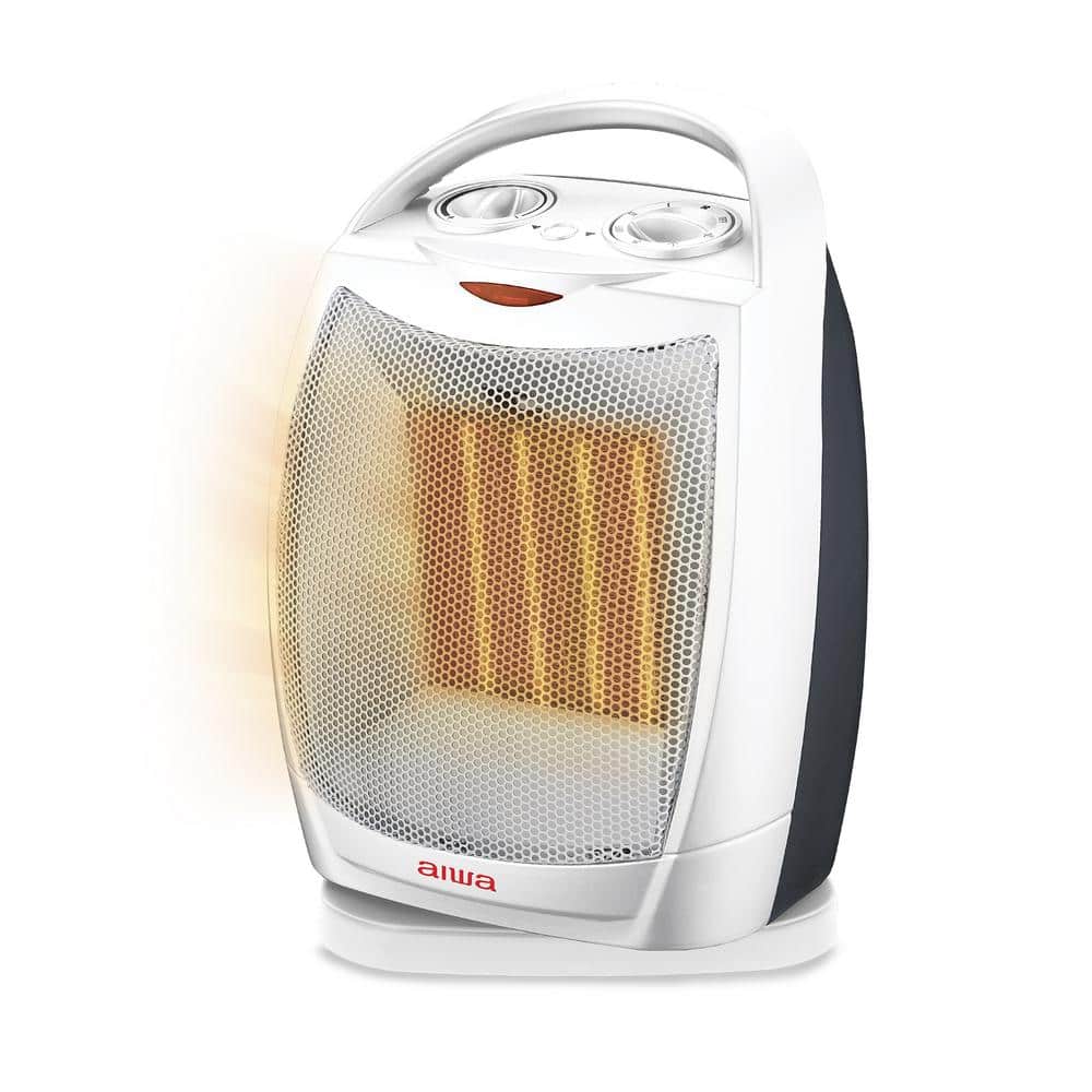 1500-Watt 10.2 in. Electric Oscillating Room Ceramic Heater with Handle, Ov