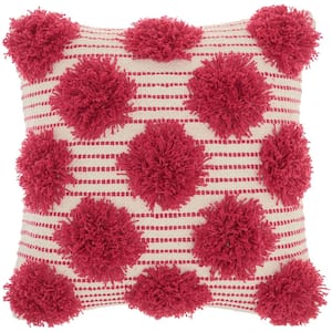 Lifestyles Hot Pink Geometric 18 in. x 18 in. Throw Pillow