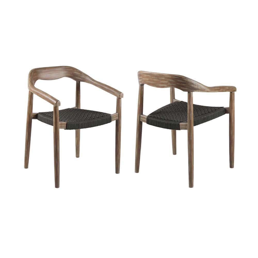 Santo Eucalyptus Wood and Charcoal Rope Arm Chair Set