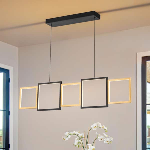 LLHZSY 47.6 in. Black and Brass Rectangle 2-Tier Integrated