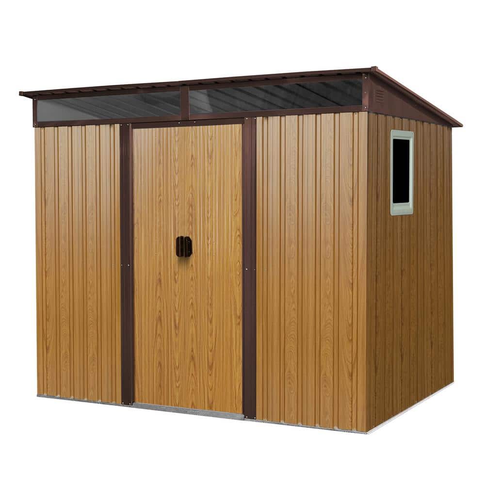 8 ft. W x 6 ft. D Outdoor Metal Storage Shed with Window and Transparent pl