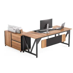 Capen 70.86 in. Rectangular Brown Wood 3-Drawer Executive Desk