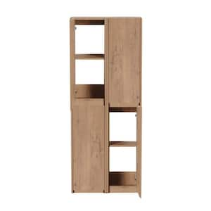 Modern 24 in. W x 9.8 in. D x 59 in. H Bathroom Storage Wall Cabinet in Imitative Oak