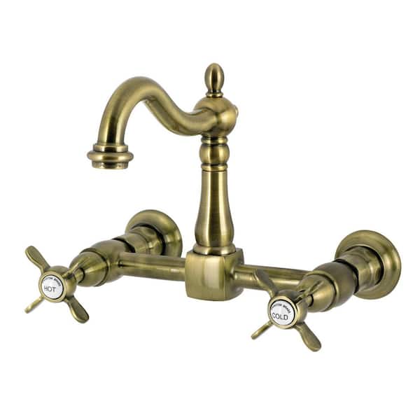 Essex 2-Handle Bridge Kitchen Faucet in Antique Brass