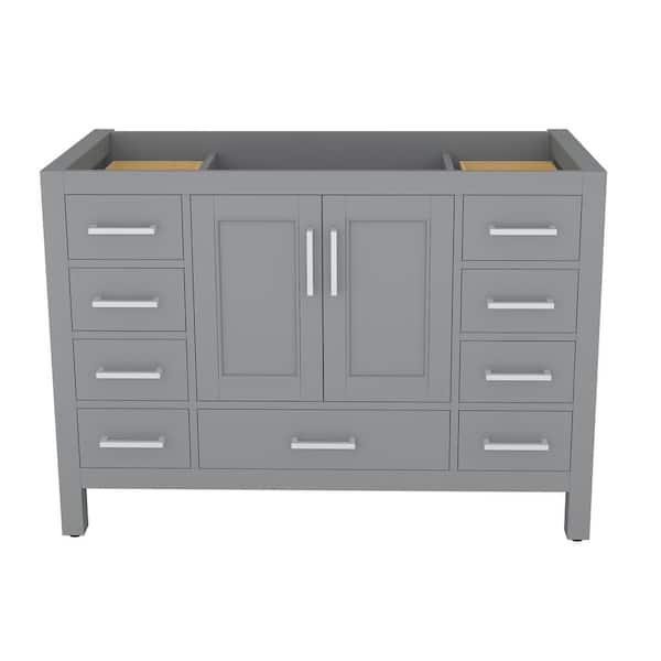 VANITYFUS 47.24 in. W x 21.65 in. D x 33.54 in. H 2-Doors Bath Vanity Cabinet without Top in Gray