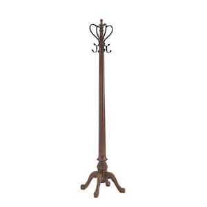 Vogel Nut Brown Finish Wood Coat Rack with Queen Anne Legs