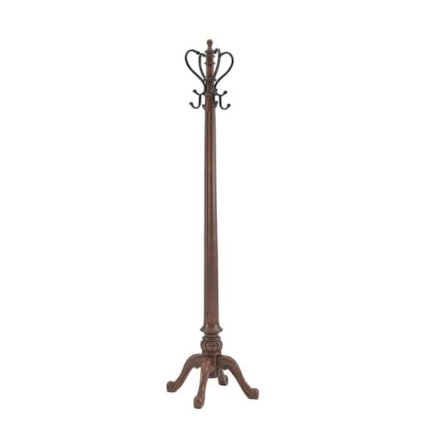 Powell Company Vogel Nut Brown Finish Wood Coat Rack with Queen Anne ...