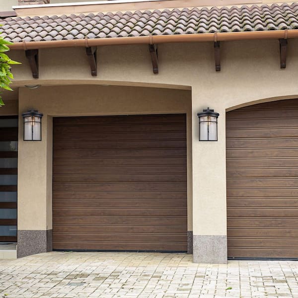 Avalon 17.75 in. 1-Light Black Outdoor Wall Light Fixture with Clear Crackled Glass