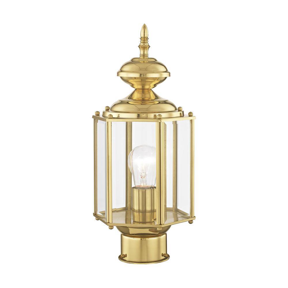Polished Brass Outdoor Post Lantern with Clear Beveled Glass