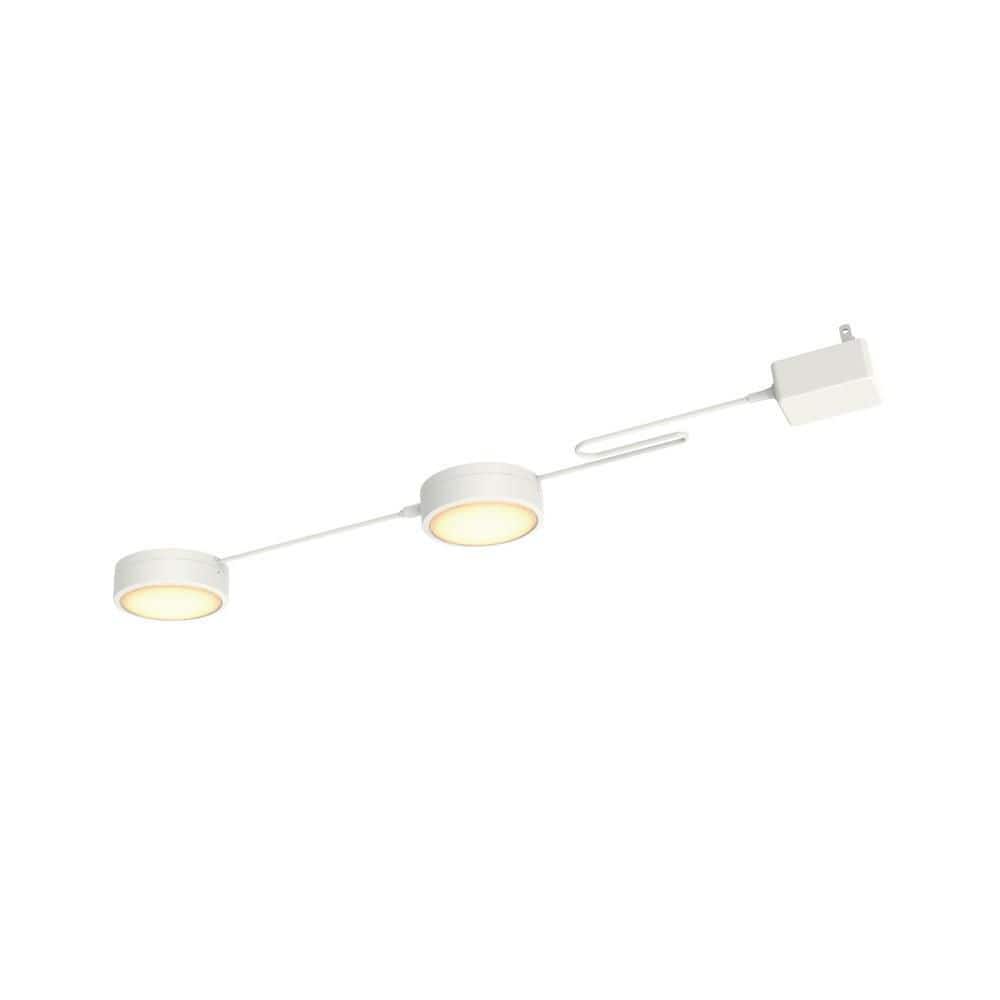 Commercial Electric Plug in 2-Light White Rechargeable Integrated