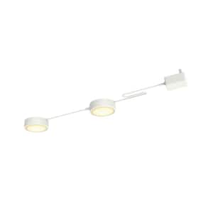 Plug in 2-Light White Rechargeable Integrated LED Under Cabinet Puck Light