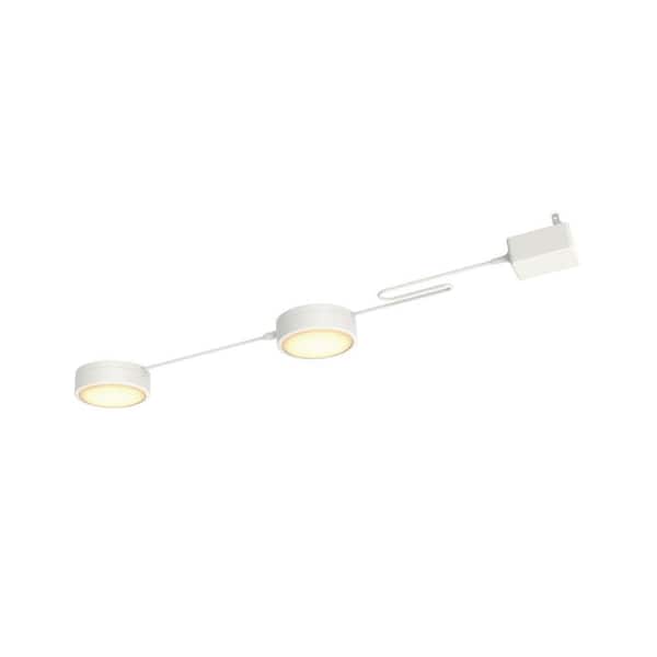 Commercial Electric Plug in 2-Light White Rechargeable Integrated LED Under Cabinet Puck Light