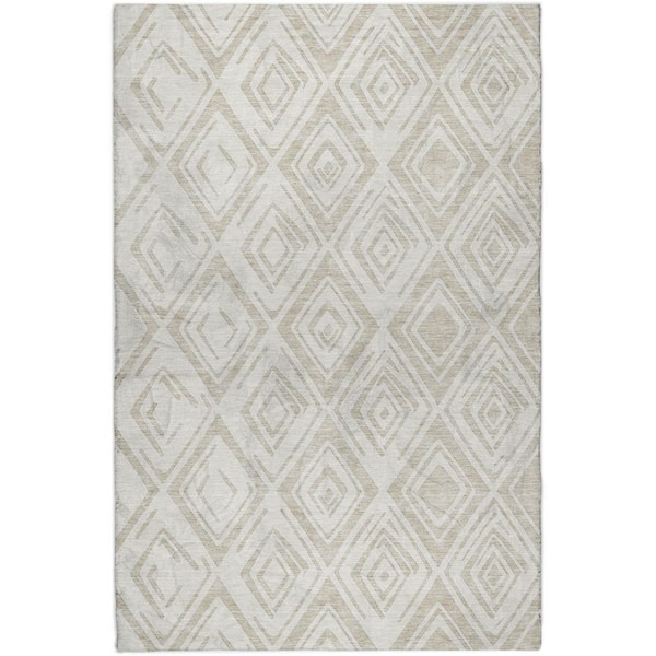 Dream Shag Premium Machine Washable Abstract ADS737 Beige 10 ft. x 14 ft. Area Rug