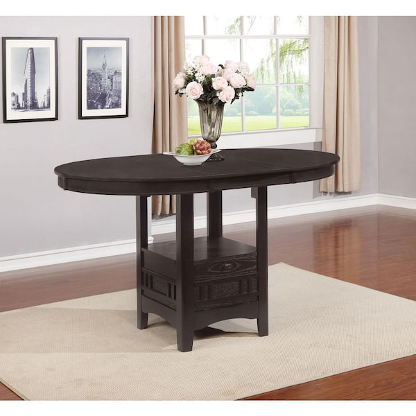 Coaster Lavon Oval Espresso Wood Top Storage Pedestal Base Counter Height Dining Table Seats 4