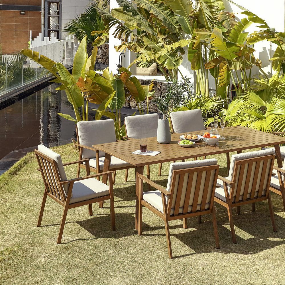 CikaCika Alulux WoodLike 7-Piece Aluminum Outdoor Dining Set with