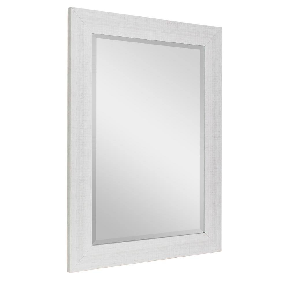Deco Mirror 43.5 in. H x 31.5 in. W Cottage Wood Plank Textured Whitewashed Rectangle Framed