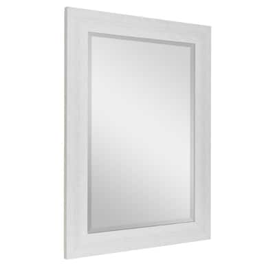 43.5 in. H x 31.5 in. W Cottage Wood Plank Textured Whitewashed Rectangle Framed Accent Beveled Wall Mirror