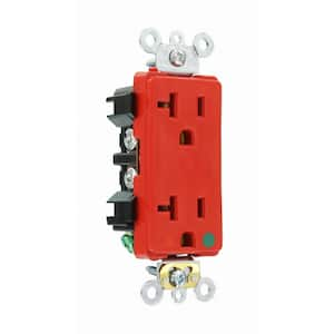 Decora Plus 20 Amp 125 V Hospital Grade Isolated Ground  Duplex Outlet/Receptacle, Red (1-Pack) 16362-IGR