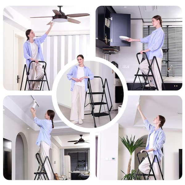 4-Step Steel Folding Step Stool (9 ft. Reach), 500 lb. Load Capacity Type IAA Duty Rating