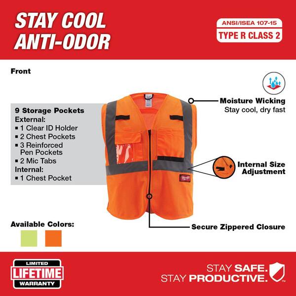 thumbnail image 2 of TRUECREST 4XL Surveyor Safety Vest – Solid Orange Two-Tone, ANSI/ISEA 107-2015, Model DO1M16-OR-4XL 2 of 4