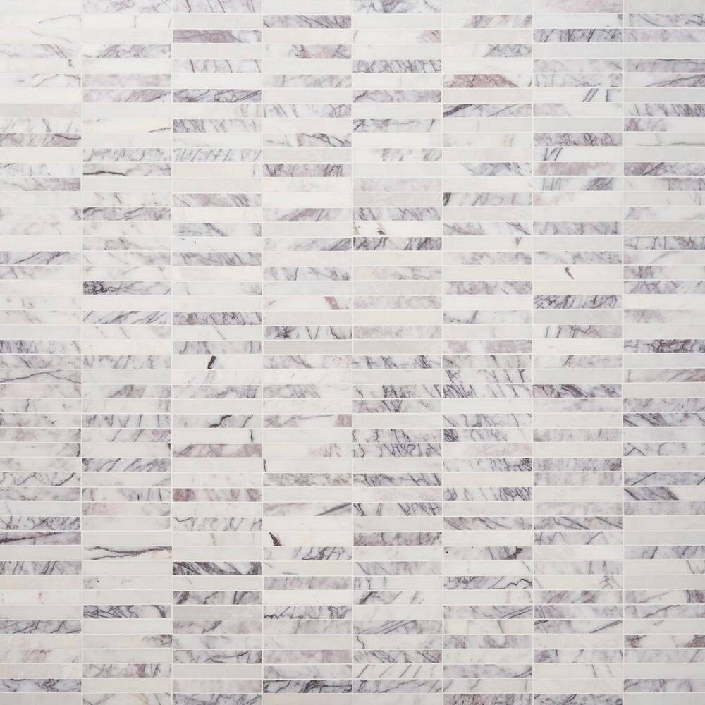 Etherea Lilac 12 in. x 14.37 in. Stacked Honed Marble Mosaic Floor and Wall Tile (1.19 Sq. Ft. / Sheet) price history on PriceWatchPro
