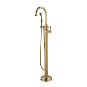 LeBaron Single-Handle Freestanding Tub Faucet with Hand Shower in Brushed Gold