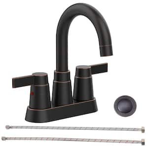 4 in. Centerset 2-Handle 3-Hole 360-Degree Rotating Bathroom Faucet in Matte Black