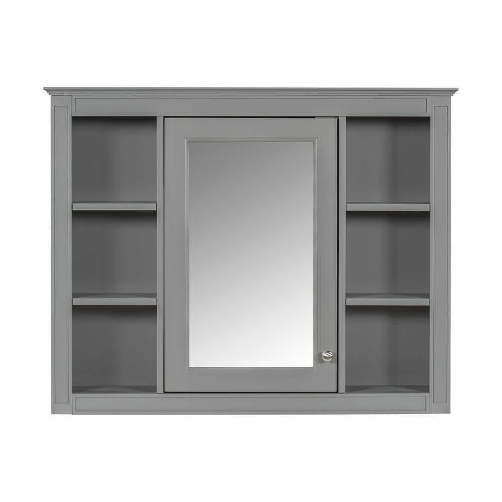 35 in. W x 7.1 in. D x 27.5 in. H Rectangle Frame Wall Mounted Bathroom Vanity Mirror in Grey price history on PriceWatchPro