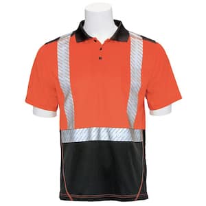 9100SBSEG Men's MD High Visibility Orange Moisture Wicking Polo Shirt