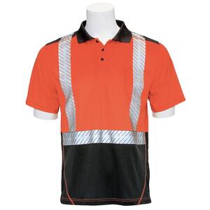 9100SBSEG Men's LG High Visibility Orange Moisture Wicking Polo Shirt