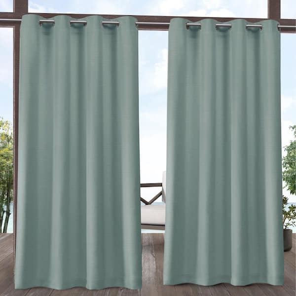 EXCLUSIVE HOME Delano Seafoam Solid Light Filtering Grommet Top Indoor/Outdoor Curtain, 54 in. W x 108 in. L (Set of 2)