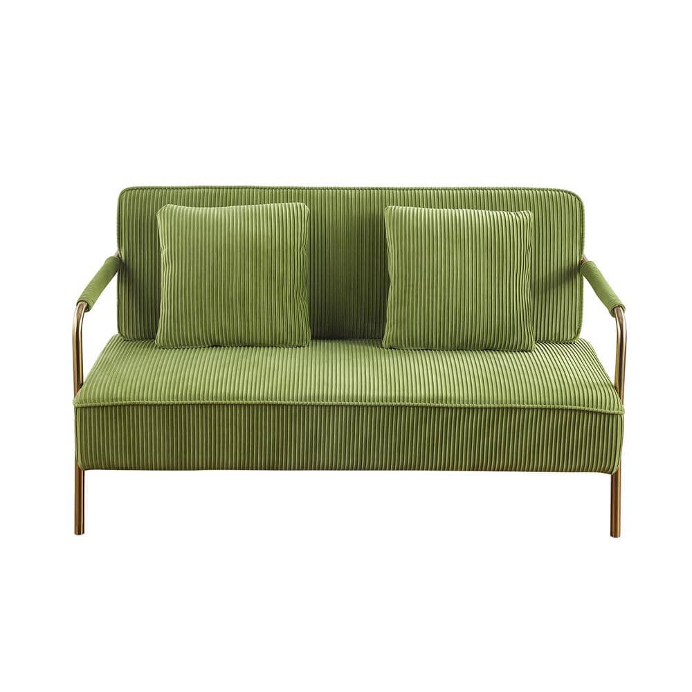 JASIWAY 56 in. Olive Green Velvet Upholstered 2Seater Loveseat Sofa