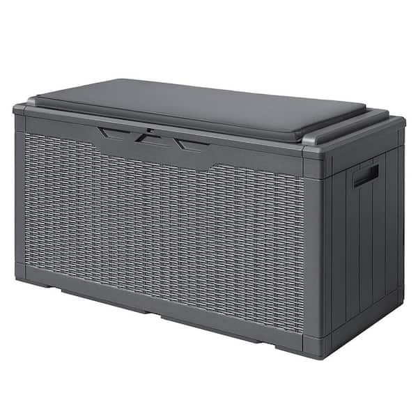 Unbranded 100 Gal. Large Grey Resin Deck Box with Cushion Lockable