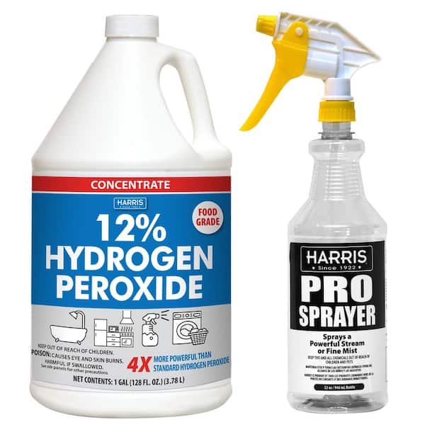 Harris 128 oz. 12% Hydrogen Peroxide and 32 oz. Spray Bottle All Purpose Cleaner Value Pack