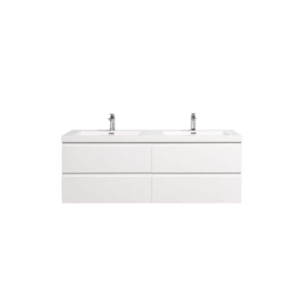 Abruzzo Angela 60 in. W x 19.5 in. D x 20.5 in. H MDF Painting Vanity Set in White with solid surface Top White Basin