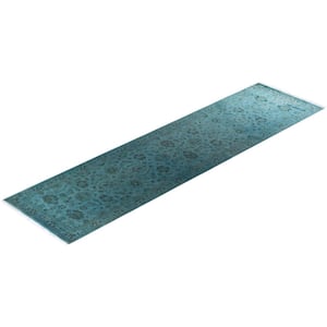 Blue 2 ft. 8 in. x 10 ft. 3 in. Fine Vibrance One-of-a-Kind Hand-Knotted Area Rug