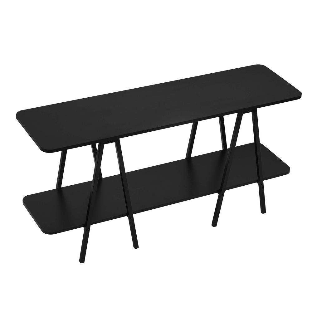 Celine Black Modern Console Table with Two Shelves