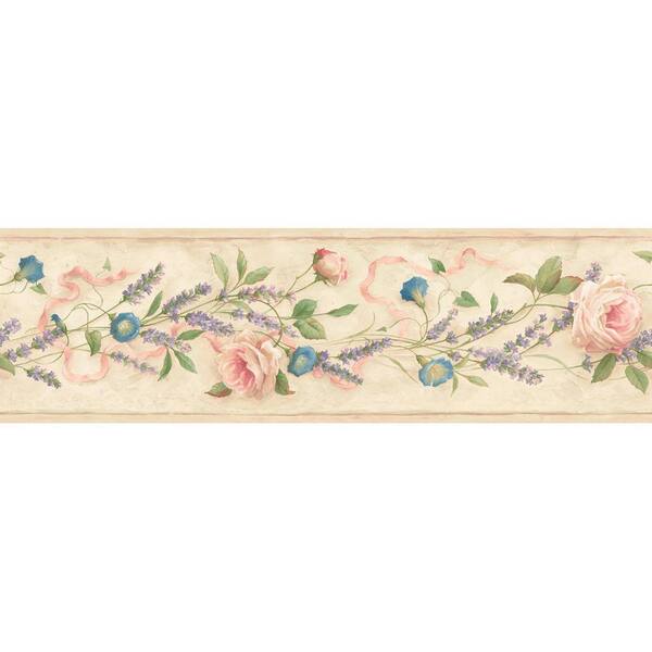 The Wallpaper Company 6.13 in. x 15 ft. Multicolored Floral Trail Border