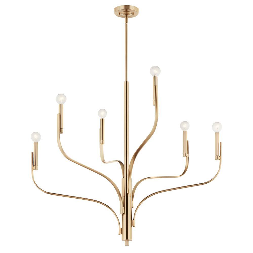 Champagne Bronze 6-Light Taper Candle Style Chandelier