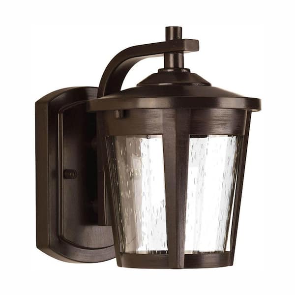 Progress Lighting East Haven LED Collection 1-Light Antique Bronze Clear Seeded Glass Transitional Outdoor Small Wall Lantern Light